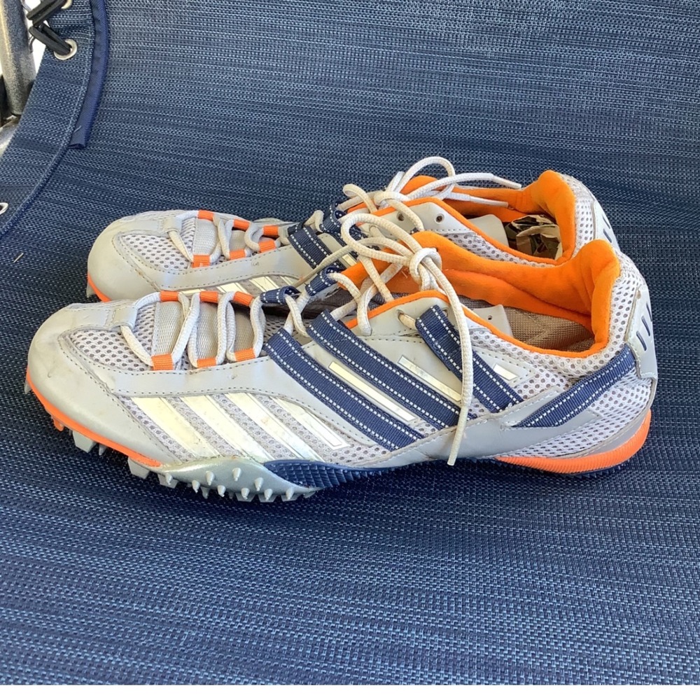 Adidas Track & Field Sprint Spikes Grey Navy Orange 671542 Mens Size 9.5
